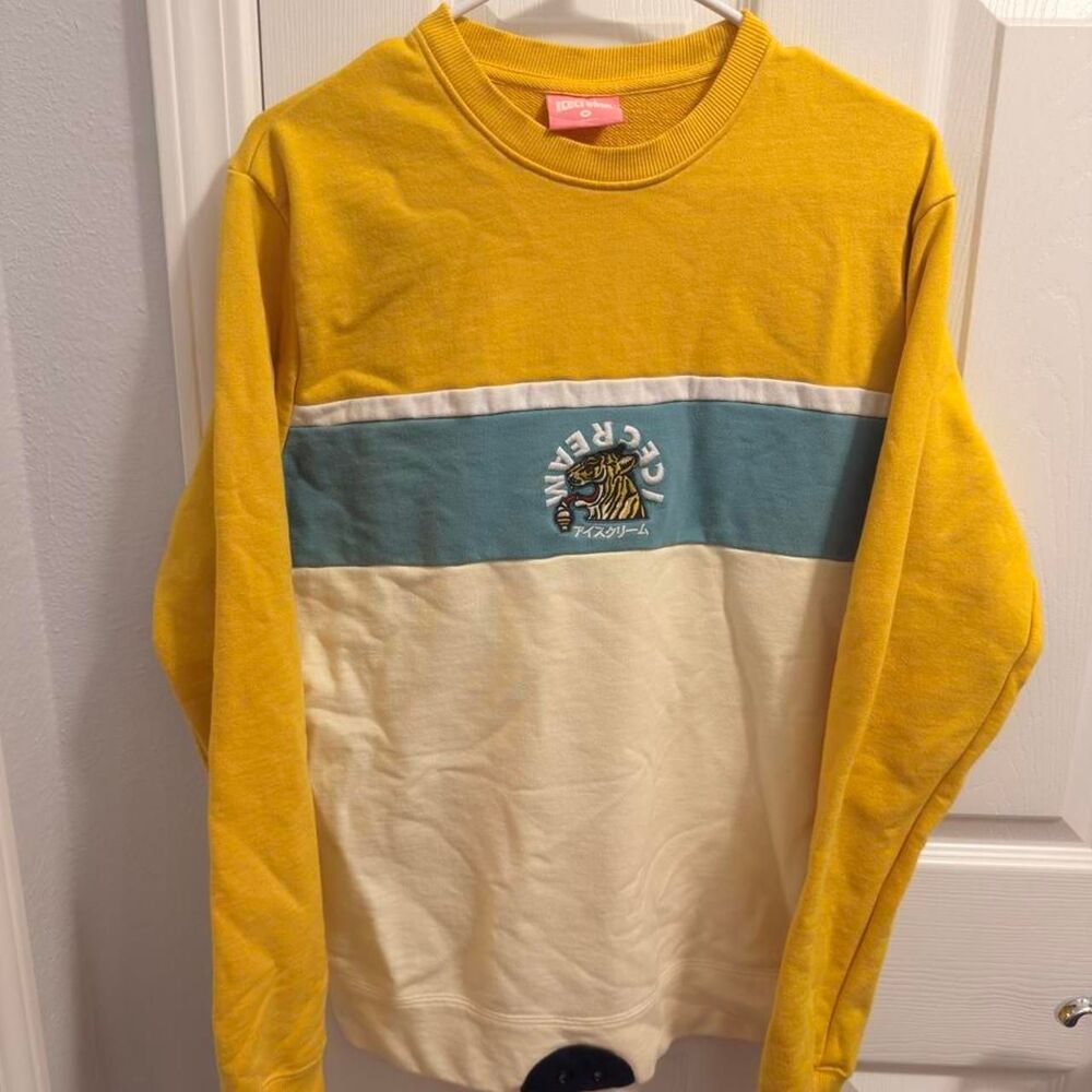 (2015-2018) BBC Icecream Tiger Stripe Crewneck - Yellow/Teal - M